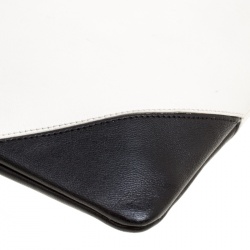 Pre Owned Celine White/Black Leather Large Coeur Clutch
