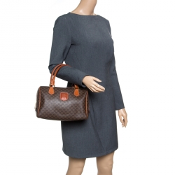 Céline Brown Macadam Coated Canvas  Boston Bag