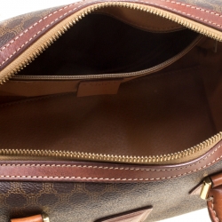 Céline Brown Macadam Coated Canvas  Boston Bag