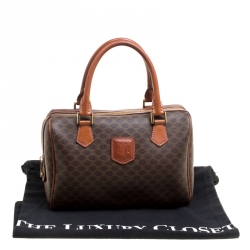 Céline Brown Macadam Coated Canvas  Boston Bag