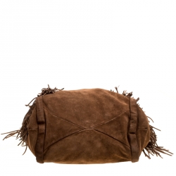 Celine Brown Suede Fringed Dimitri Hobo