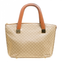 مملوكة مسبقًا Celine Beige/Brown Coated Canvas and Leather Macadam Zip Tote