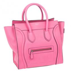 Pre Owned Celine Fluo Pink Mini Luggage Tote