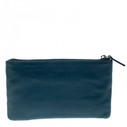 Celine Blue/Multicolor Color Block Leather Zip Pouch