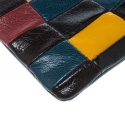 Celine Blue/Multicolor Color Block Leather Zip Pouch