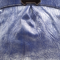 Pre Owned Celine Silver/Blue Textured Leather Top Handle Bag