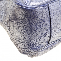 Pre Owned Celine Silver/Blue Textured Leather Top Handle Bag