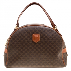 Pre Owned Céline Brown Coated Canvas and Leather Macadam Satchel