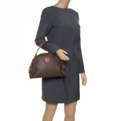 Pre Owned Céline Brown Coated Canvas and Leather Macadam Satchel