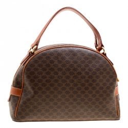 Pre Owned Céline Brown Coated Canvas and Leather Macadam Satchel