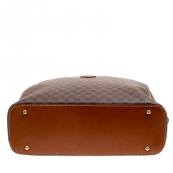 Pre Owned Céline Brown Coated Canvas and Leather Macadam Satchel