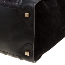 Pre Owned حقيبة يد سيلين لاغدغ صغيرة سويدي وثعبان سوداء/ خضراء