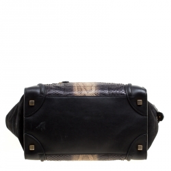 Pre Owned حقيبة يد سيلين لاغدغ صغيرة سويدي وثعبان سوداء/ خضراء