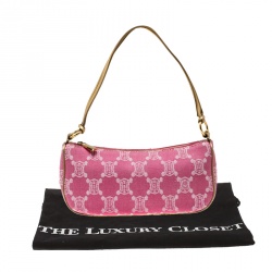 Pre Owned Celine Pink Macadam Canvas Vintage Shoulder Bag