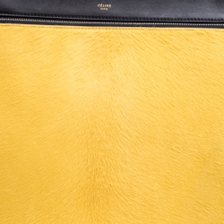 Pre Owned Celine Black/Yellow Leather and Calf Hair Medium Edge Bag
