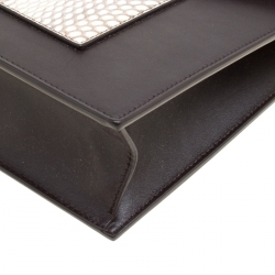 Pre Owned Celine Tri Color Leather and Snakeskin Envelope Chain Clutch