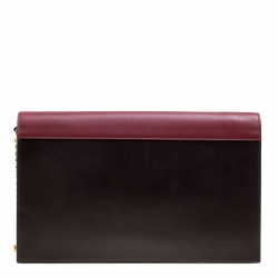 Pre Owned Celine Tri Color Leather and Snakeskin Envelope Chain Clutch