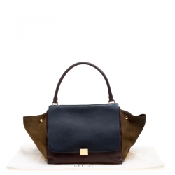 Pre Owned Celine Tri Color Leather and Suede Large Trapeze Bag