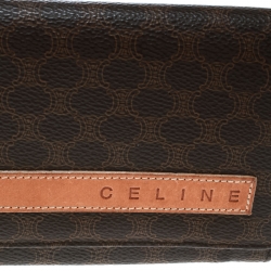 Pre Owned Celine Brown Coated Canvas Macadam Wallet