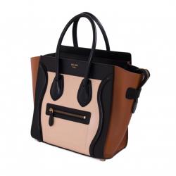 Pre Owned Celine Tricolor Leather Micro Luggage Tote