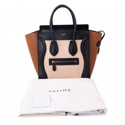Pre Owned Celine Tricolor Leather Micro Luggage Tote
