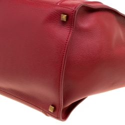 Pre Owned Celine Red Leather Medium Phantom Luggage Tote