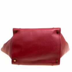 Pre Owned Celine Red Leather Medium Phantom Luggage Tote