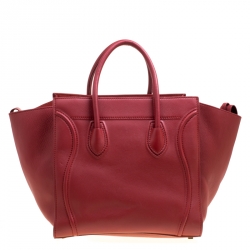 Pre Owned Celine Red Leather Medium Phantom Luggage Tote