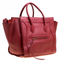 Pre Owned Celine Red Leather Medium Phantom Luggage Tote