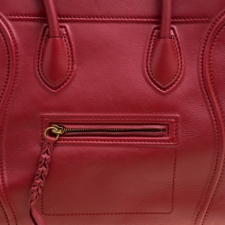 Pre Owned Celine Red Leather Medium Phantom Luggage Tote