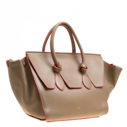 Pre Owned Celine Beige Leather Medium Tie Tote