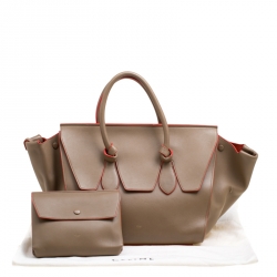 Pre Owned Celine Beige Leather Medium Tie Tote