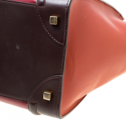 Pre Owned Celine Tri Color Leather Mini Luggage Tote