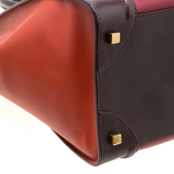 Pre Owned Celine Tri Color Leather Mini Luggage Tote