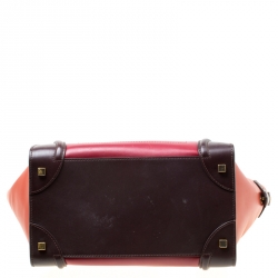 Pre Owned Celine Tri Color Leather Mini Luggage Tote