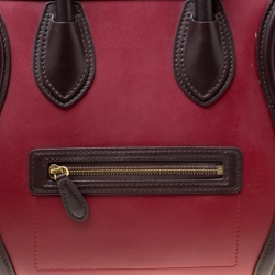 Pre Owned Celine Tri Color Leather Mini Luggage Tote
