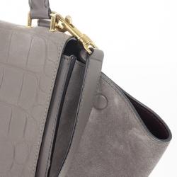 مملوكة مسبقًا Celine Grey Croc Embossed Leather Trapeze Luggage Tote