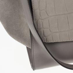 مملوكة مسبقًا Celine Grey Croc Embossed Leather Trapeze Luggage Tote