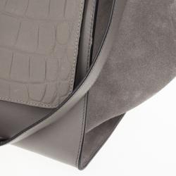 مملوكة مسبقًا Celine Grey Croc Embossed Leather Trapeze Luggage Tote
