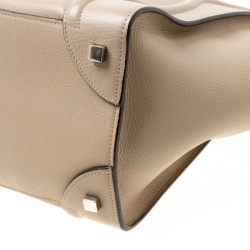 Pre Owned Celine Light Brown Leather Mini Luggage Tote