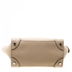 Pre Owned Celine Light Brown Leather Mini Luggage Tote