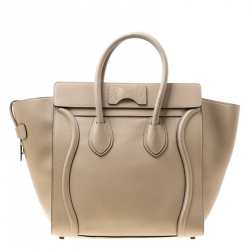 Pre Owned Celine Light Brown Leather Mini Luggage Tote