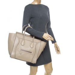 Pre Owned Celine Light Brown Leather Mini Luggage Tote
