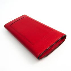مملوكة مسبقًا Celine Red Drummed Leather Large Multifunction Flap Wallet 