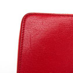 Pre Owned Celine Red Leather Large Zipped Wallet