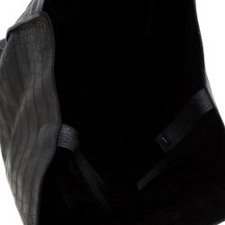 Pre Owned Celine Black Croc Embossed Leather Large Phantom Luggage Tote