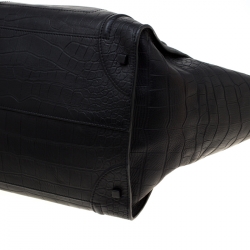 Pre Owned Celine Black Croc Embossed Leather Large Phantom Luggage Tote