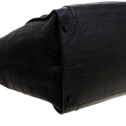 Pre Owned Celine Black Croc Embossed Leather Large Phantom Luggage Tote