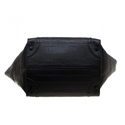 Pre Owned Celine Black Croc Embossed Leather Large Phantom Luggage Tote