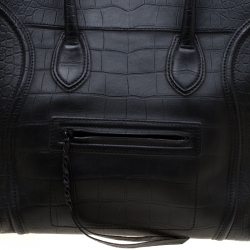 Pre Owned Celine Black Croc Embossed Leather Large Phantom Luggage Tote